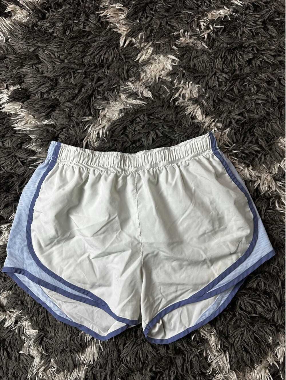 Nike Dri-FIT Womens White Light Blue Running Shorts Size M